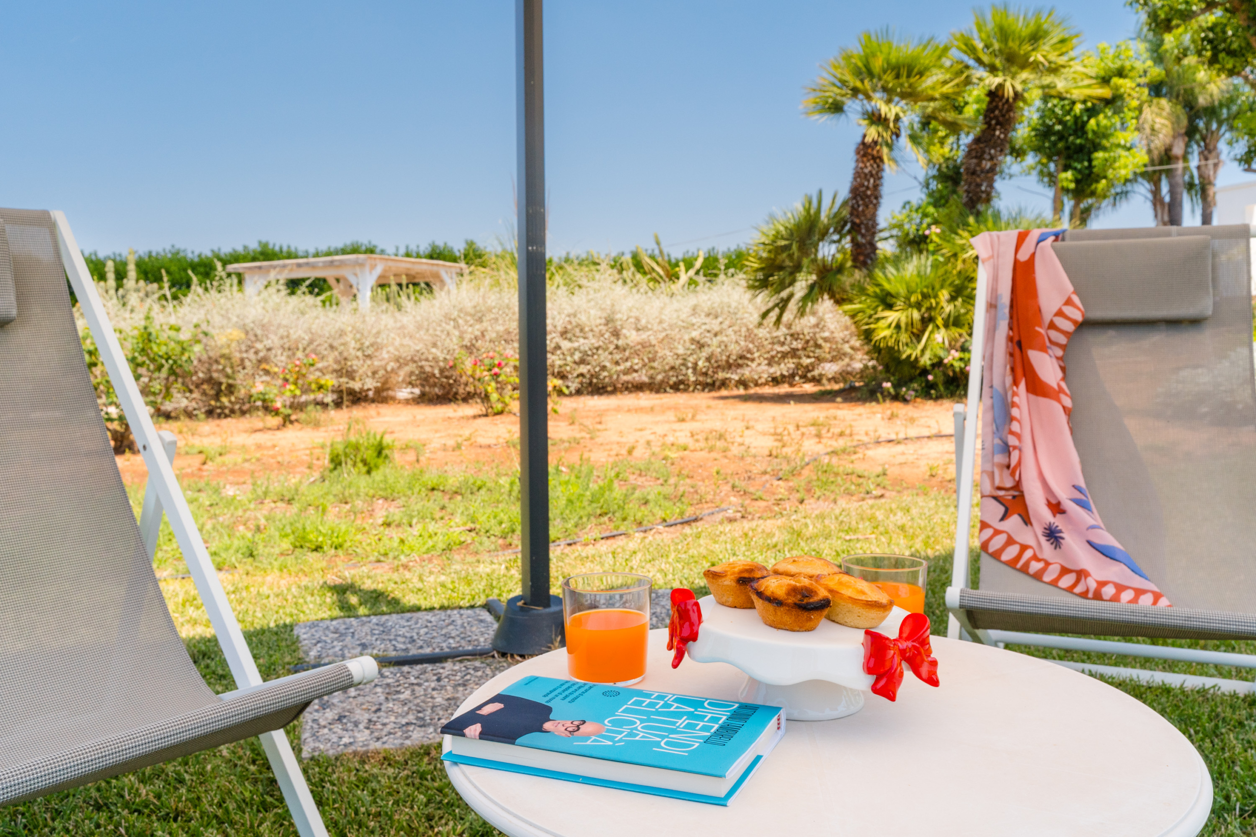 vista su tavolino in giardino attico villa cucci